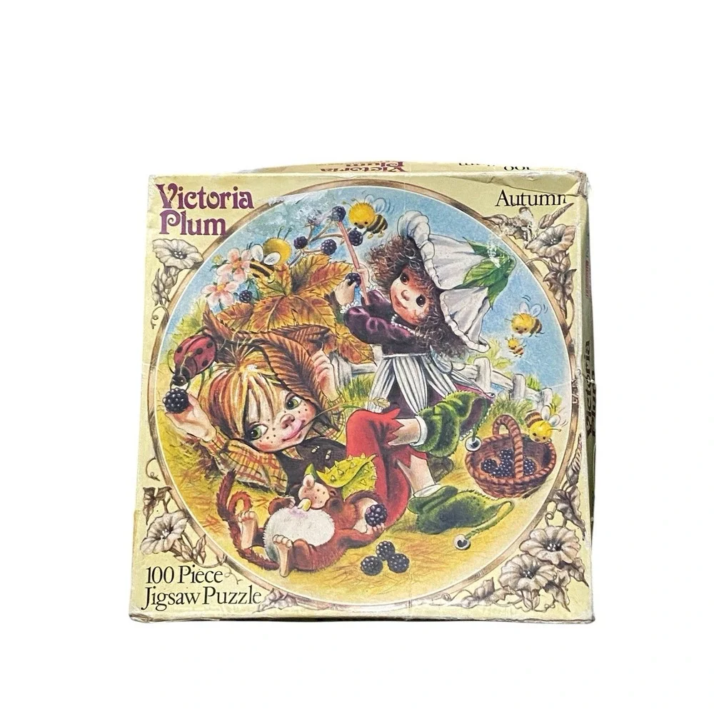 Victoria Plum Autumn 100 Piece Round Jigsaw Puzzle Hestair Complete Vintage 80s